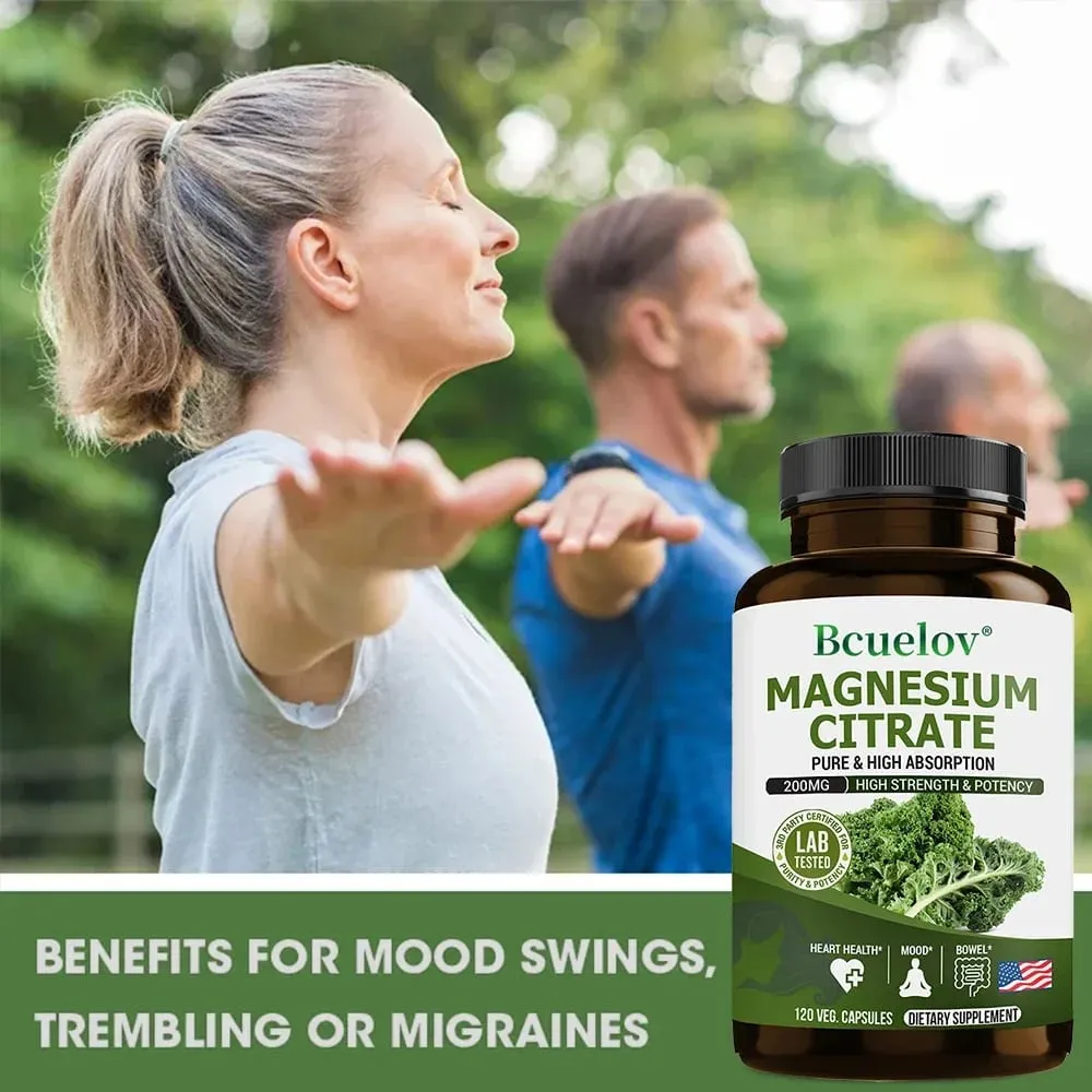 Magnesium Citrate Supplement - Highly Absorbed Relieves Constipation Relaxes Nerves Supports Heart Health Muscles and Bones