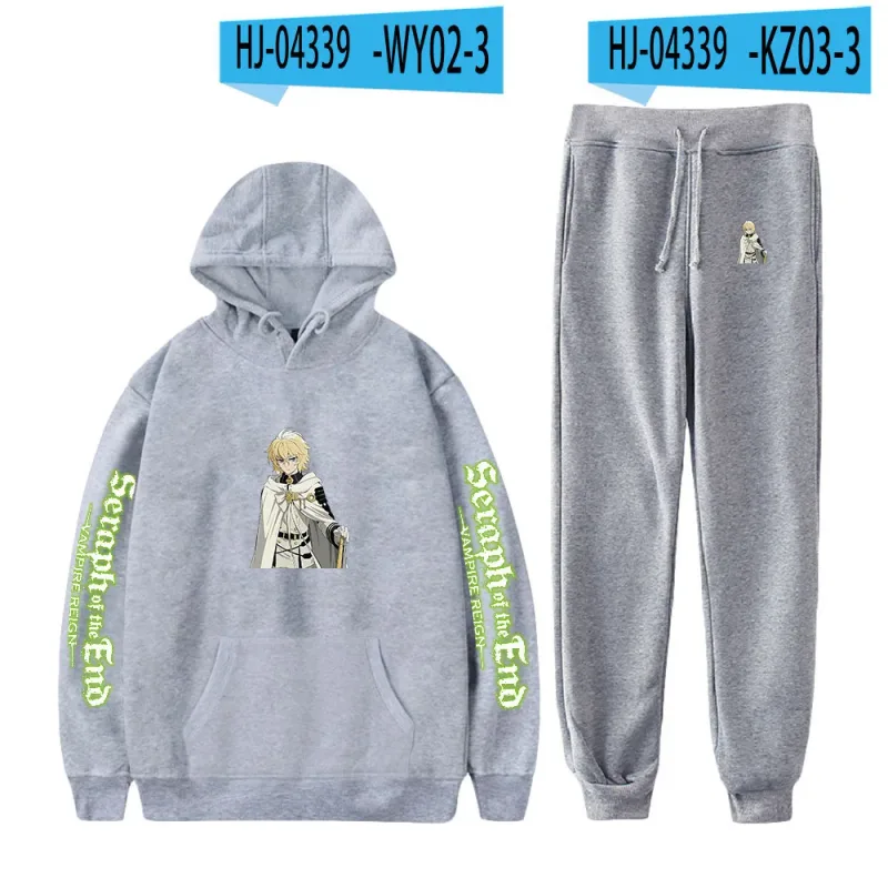 Harajuku cómodo Seraph of the End estampado sudadera pantalones de chándal traje sudaderas con capucha + pantalones traje niños/niñas conjunto de 2 piezas ropa — image 21