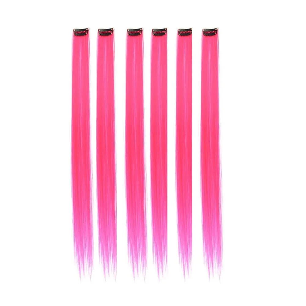 22Inches 6Pce/Set Y2K Style Multicolor Synthetic Straight Hair Gorgeous Pink Highlights Clip In Extensions For Party Cosplay — image 8