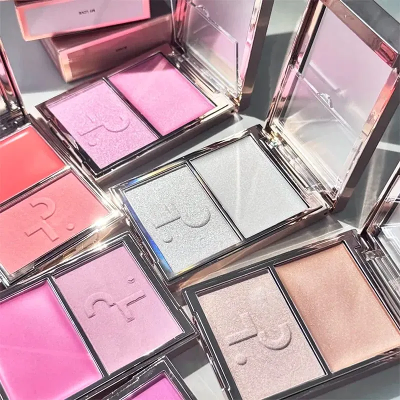 Patrick 2 in 1 Cream & Powder Blush Palette Dual Cheek Blush Duo Lasting Natural Brightening TA Makeup Cosmetics She's That Girl — image 4