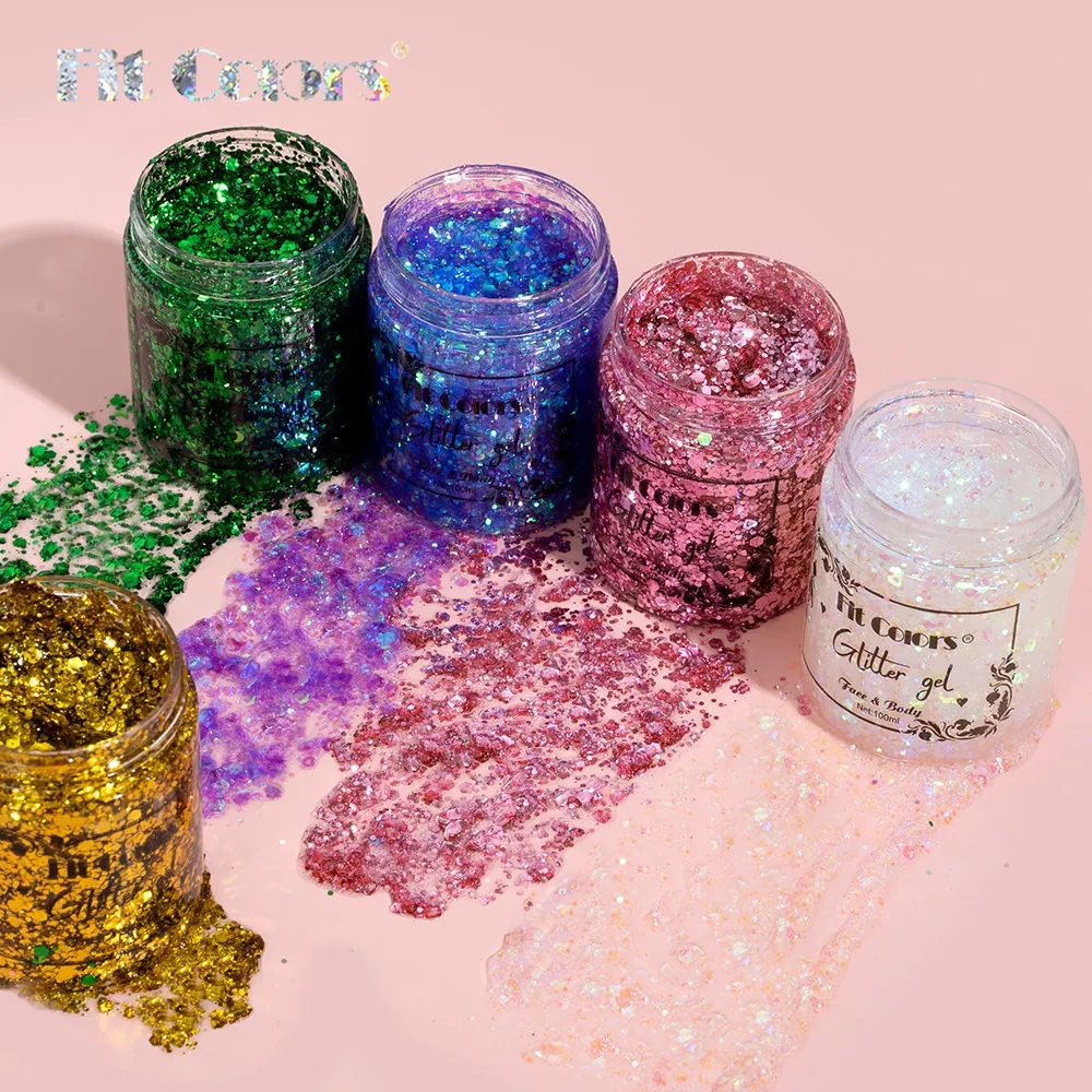 100ml Glitter Gel Eye Shadow Liquid Face Body Large Sequin Gel Multifunctional Colorful Loose Sequins Cream Party Decoration — image 5