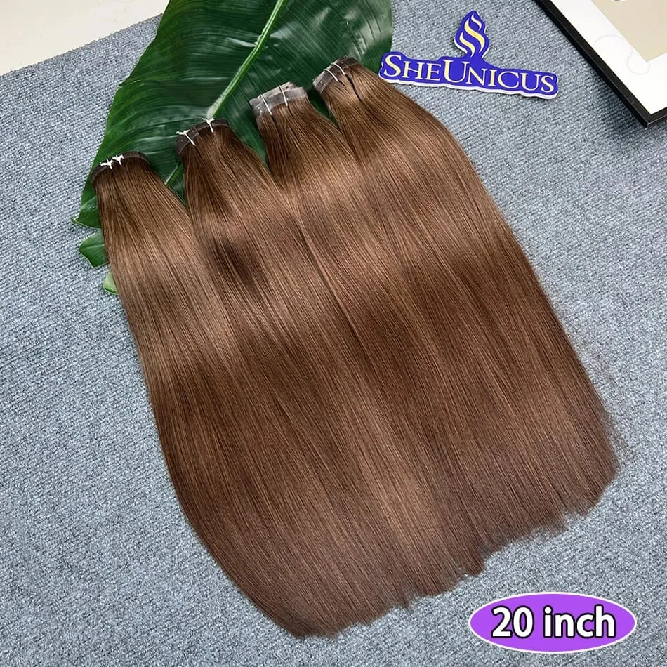 #2 اللون مستقيم بولي Clip Ins وصلات شعر 100% شعر بشري 100 جرام/مجموعة 7 قطعة سلس غير مرئي PU لحمة فيتنام الشعر للنساء — image 6