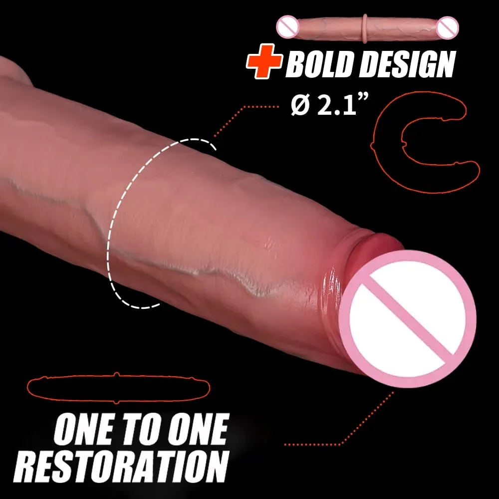 Dildo Berakhir Dua Realistik Dua Belah Besar Panjang Tebal Dildo dengan Urat Dubur Faraj Alat Seks Zakar Dewasa Besar untuk Lesbian