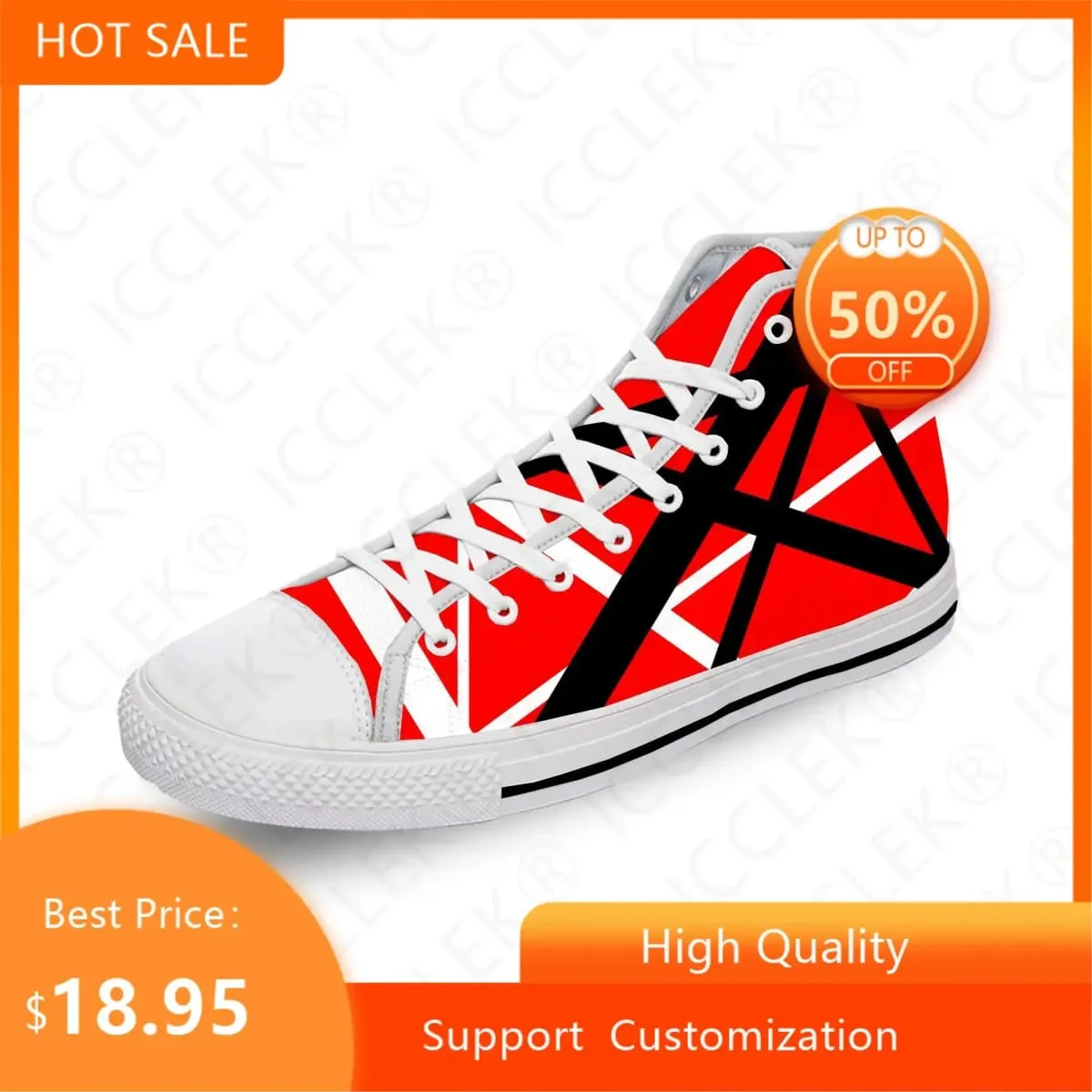 Hot Van EVH 5150 STRIPES Halen Harajuku Lightweight Cloth 3D Print High Top Canvas Shoes Mens Womens Casual Breathable Sneakers