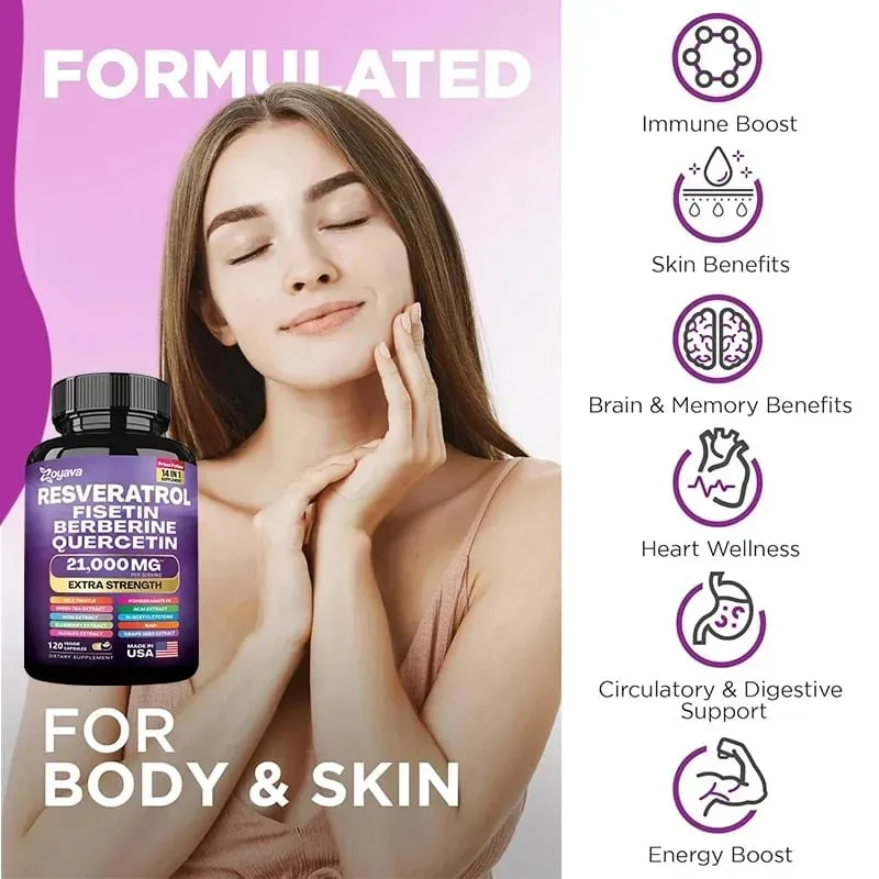 Capsule di estratto di resveratrolo - Benefici Immunità Antiossidanti Salute cardiovascolare Promuove la pelle liscia — image 2