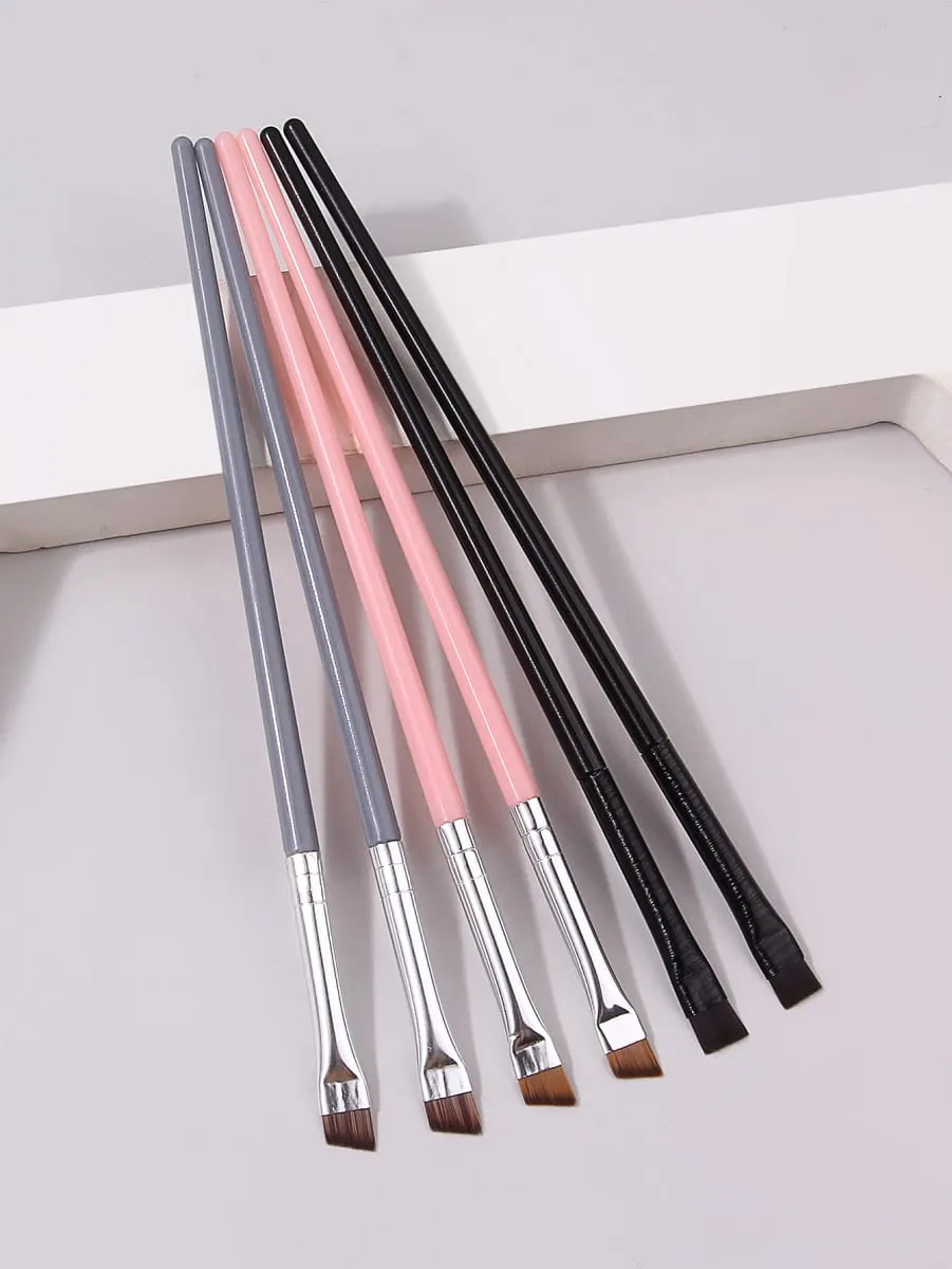 6 stuks ultradunne wenkbrauwborstelset Precisie schuine eyelinerborstels voor wenkbrauwvoering Detail oogmake-up cosmetische schoonheid — image 2