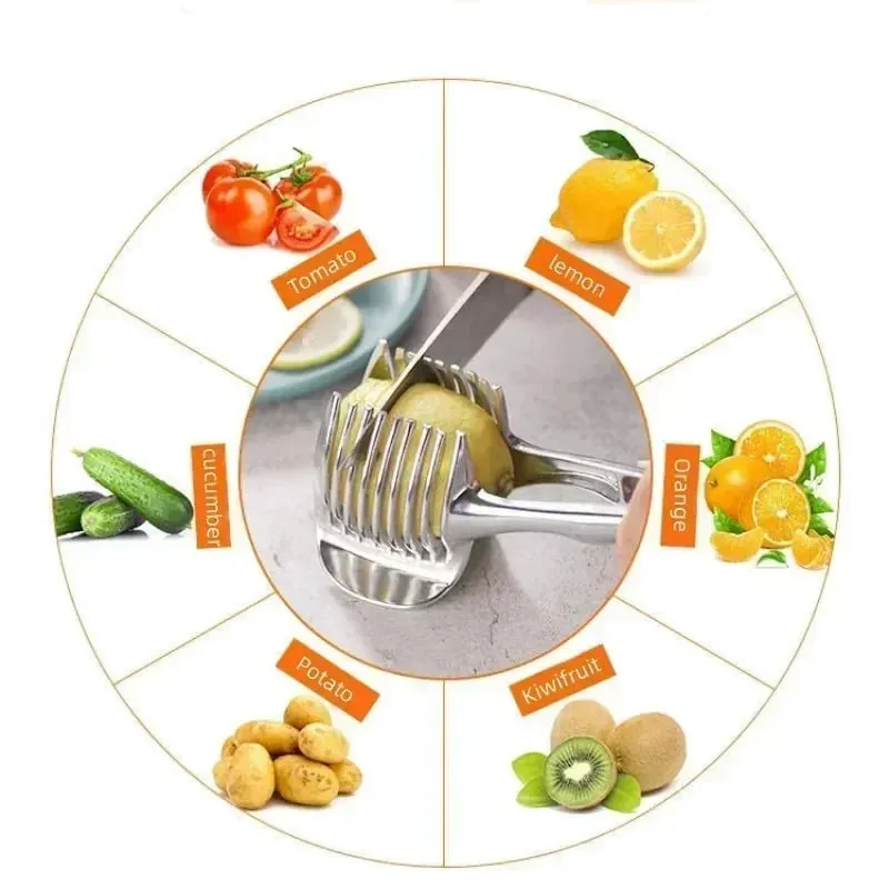 Stainless Steel Kitchen Handheld Orange Lemon Slicer Tomato Cutting Clip Fruit Slicer Onion Slicer KitchenItem Cutter Accessorie — image 3