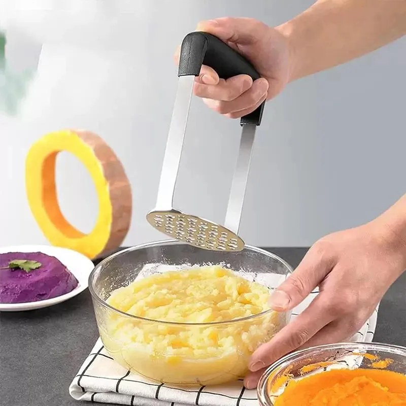 Stainless Steel Potato Masher Creative Potatoes Masher with Non Slip Handle Potatoes Crusher Garlic Fruit Presser Kitchen Gadget — image 2