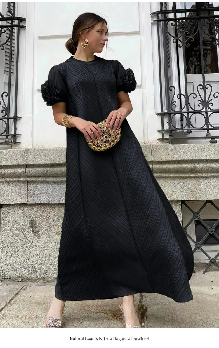 Miyake Pleated Heavy Industry Flower Disc Geometric Pleated Dress Versatile Age-reducing Mother Outfit 2024 for Women — image 7