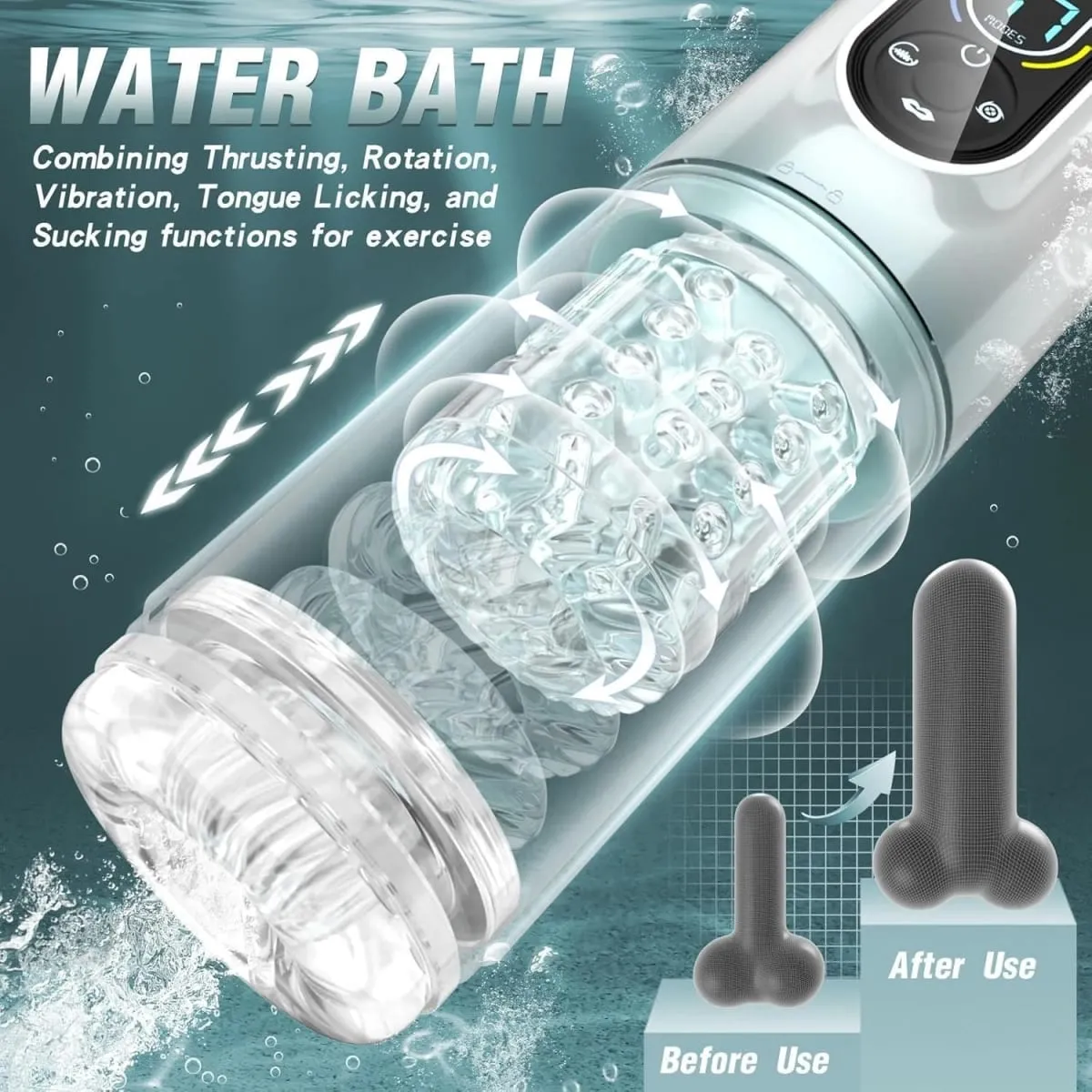 Tự Động Nam Masturbator Dương Vật Bơm Đâm Xoay 9 Rung Hút Liếm Chế Độ Thị Giác LCD Túi Âm Hộ Đồ Chơi Tình Dục Người Lớn — image 3