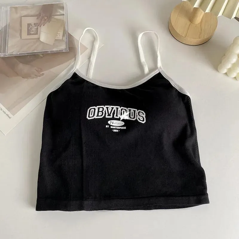 Summer Hot Picture Printing Girl Student Spaghetti-Strap Camisole Top Sexy Outerwear Fixed Cup Chest Pad Chest Wrap Underwear Fe — image 11