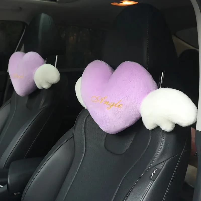 Cute Angel Heart Plush Pillow with Wings Soft Fluffy Love Heart Stuffed Cushion Car Sofa Home Decor Valentine Creative Gift