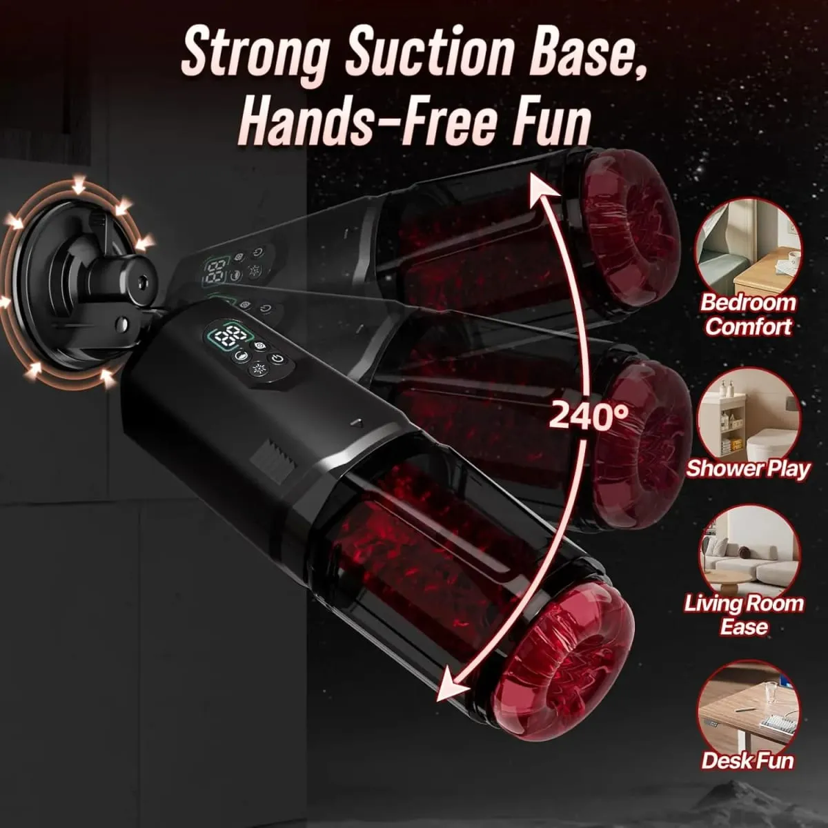Voksenlegetøj Automatisk Masturbator Stroker med 7 stødende roterende 7 slikkende Vibrerende tilstande Håndfri Sex Machine Pocket Pussy — image 3