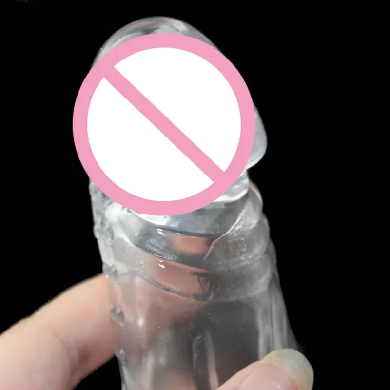 Reusable Delay Condom 2ring CLEAR ENLARGE Impotence Contraceptive Penis Extension LASTING cock sleeve Sex product Men Toys Dildo