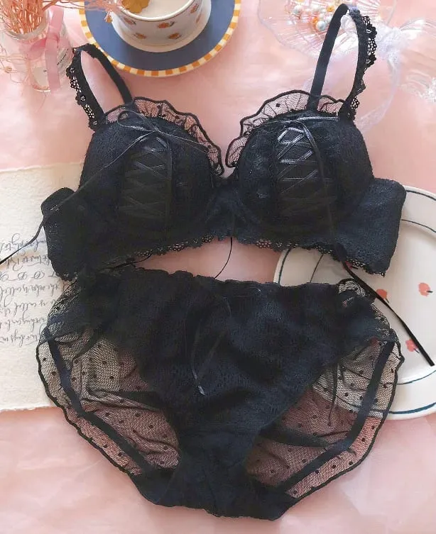 Japanese sweet pure wind lace underwear female small chest gathering anti-sag new girl Lolita bra set — image 8