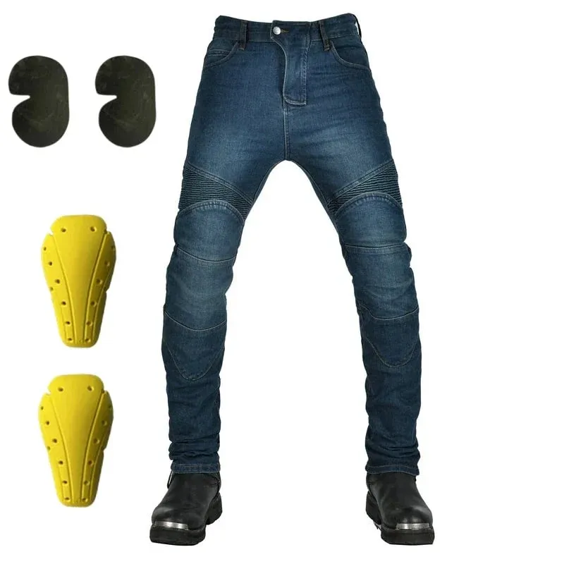 Men's Motorcycle Riding Jeans Pants Anti-Skid Abrasion Resistant All-Weather Classic Fit Race-Ready Biker Gear