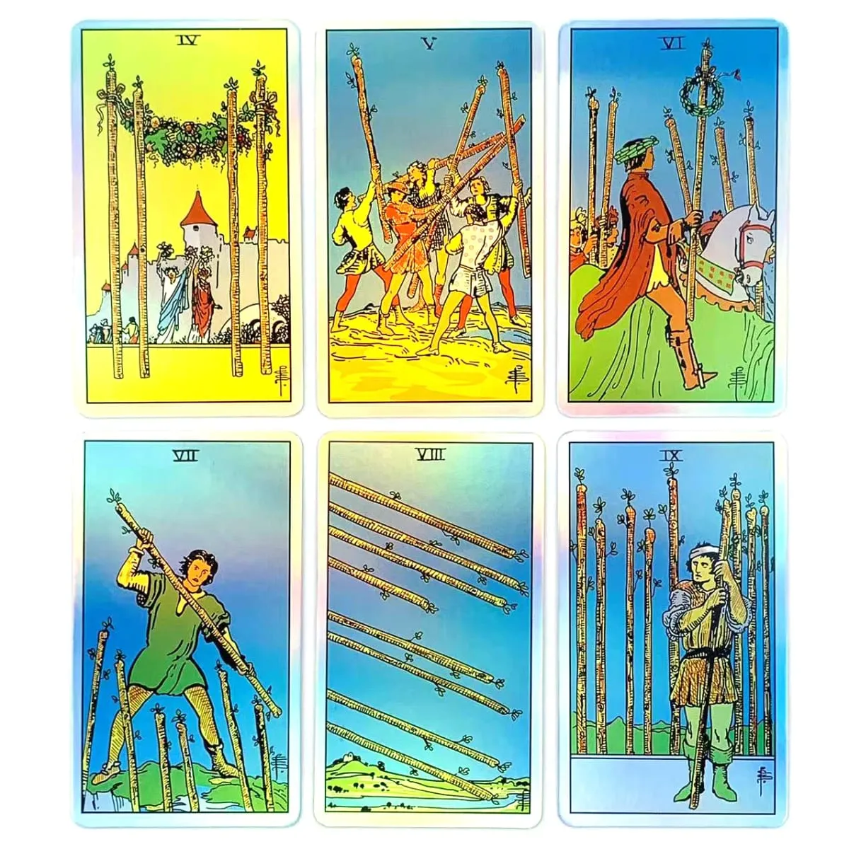 Jeu de Tarot holographique arc-en-ciel classique, 78 pièces, cartes de Tarot irisées avec guide de Divination, carte Oracle pour débutants — image 4