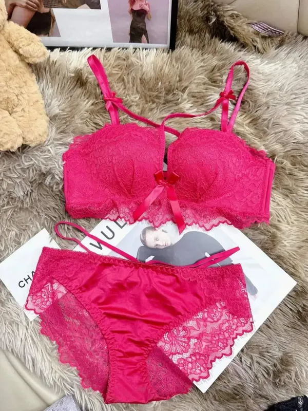 Push Up Bra for Small Bust - French Chic Lace Bralette Set Wireless Comfort Support Anti-Sag Underwear for Petite Women — image 14