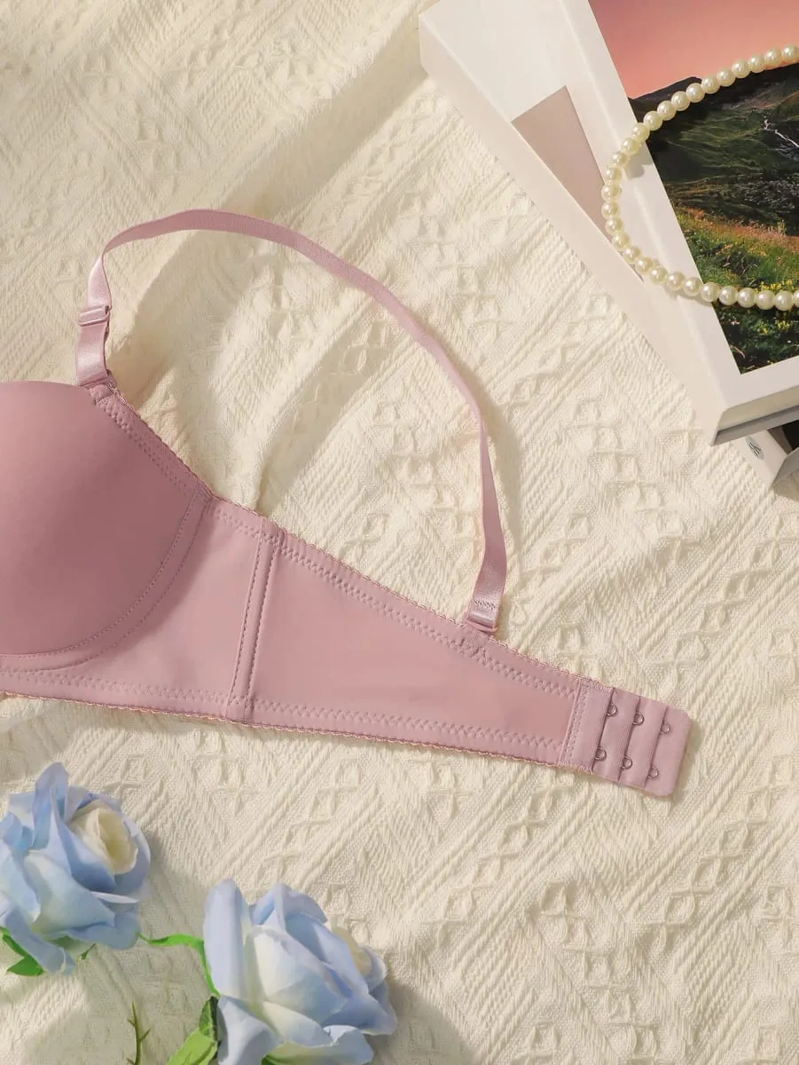 New 2-piece Solid Color Lingerie Set Women's Steel Collar Push Up Bra Women's Lingerie Underwear Daily Bra Set J2611 — image 6