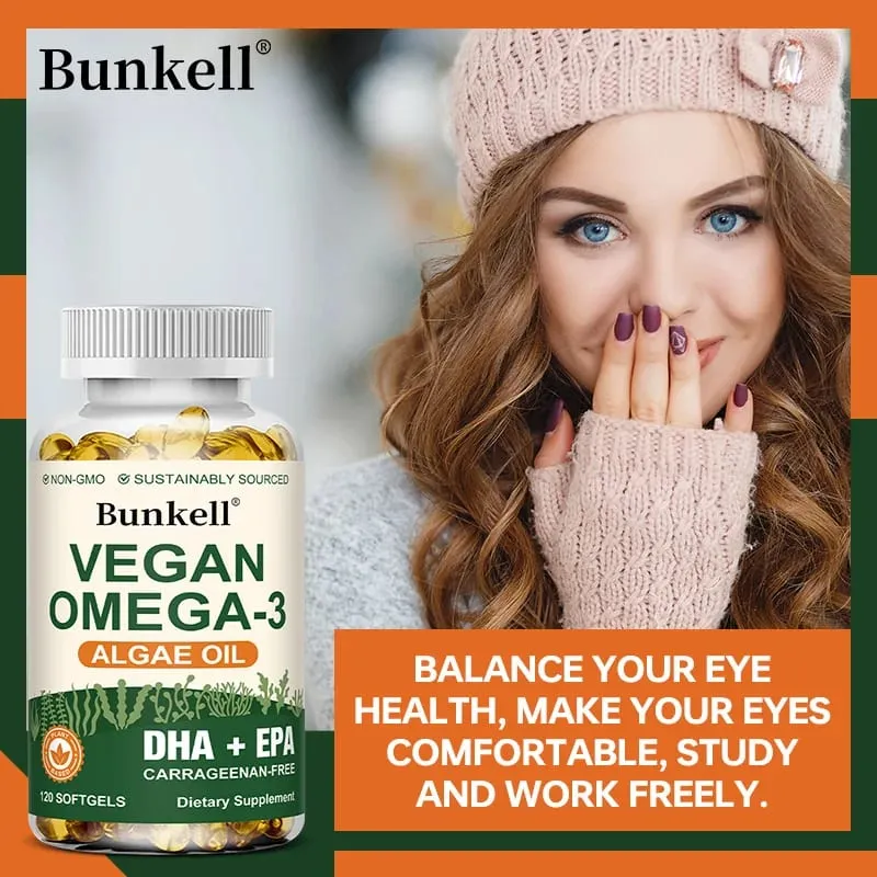 Olejek z alg Omega 3 | Plus DHA EPA Non GMO Ogólny stan zdrowia | Substytut oleju rybnego 120 kapsułek Kapsułki miękkie