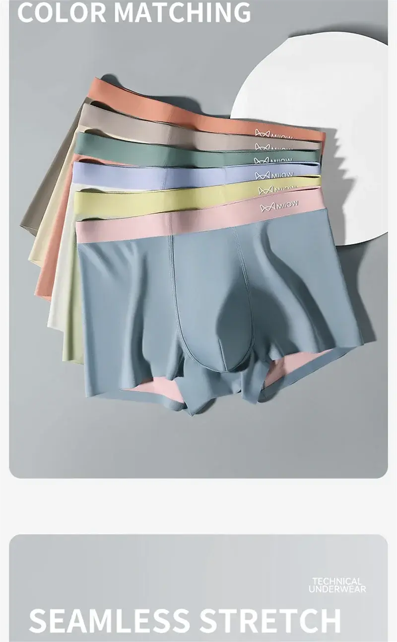 MiiOW 3Pcs Nylon Breathable Summer Men's Panties Seamless Men Underwear Antibacterial Cotton Crotch Man Boxers Mens Underpants — image 8