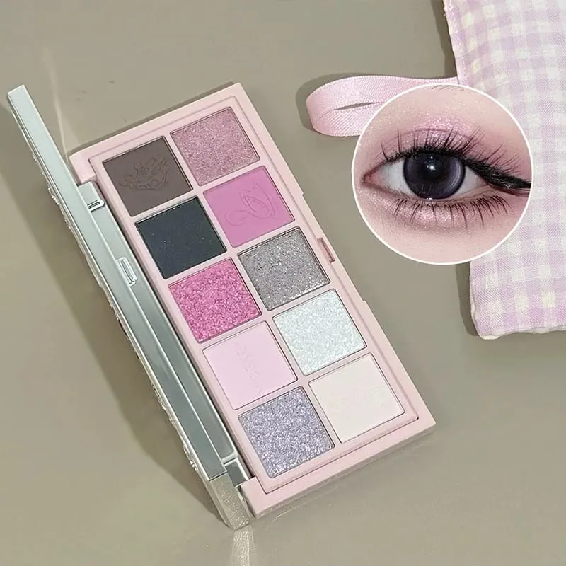 Pink Ballet Makeup Box Include 1*Lip mud 1*Pressed Powder 1*Highlight Powder 1*Eyeshadow Palette Powder With Necklace