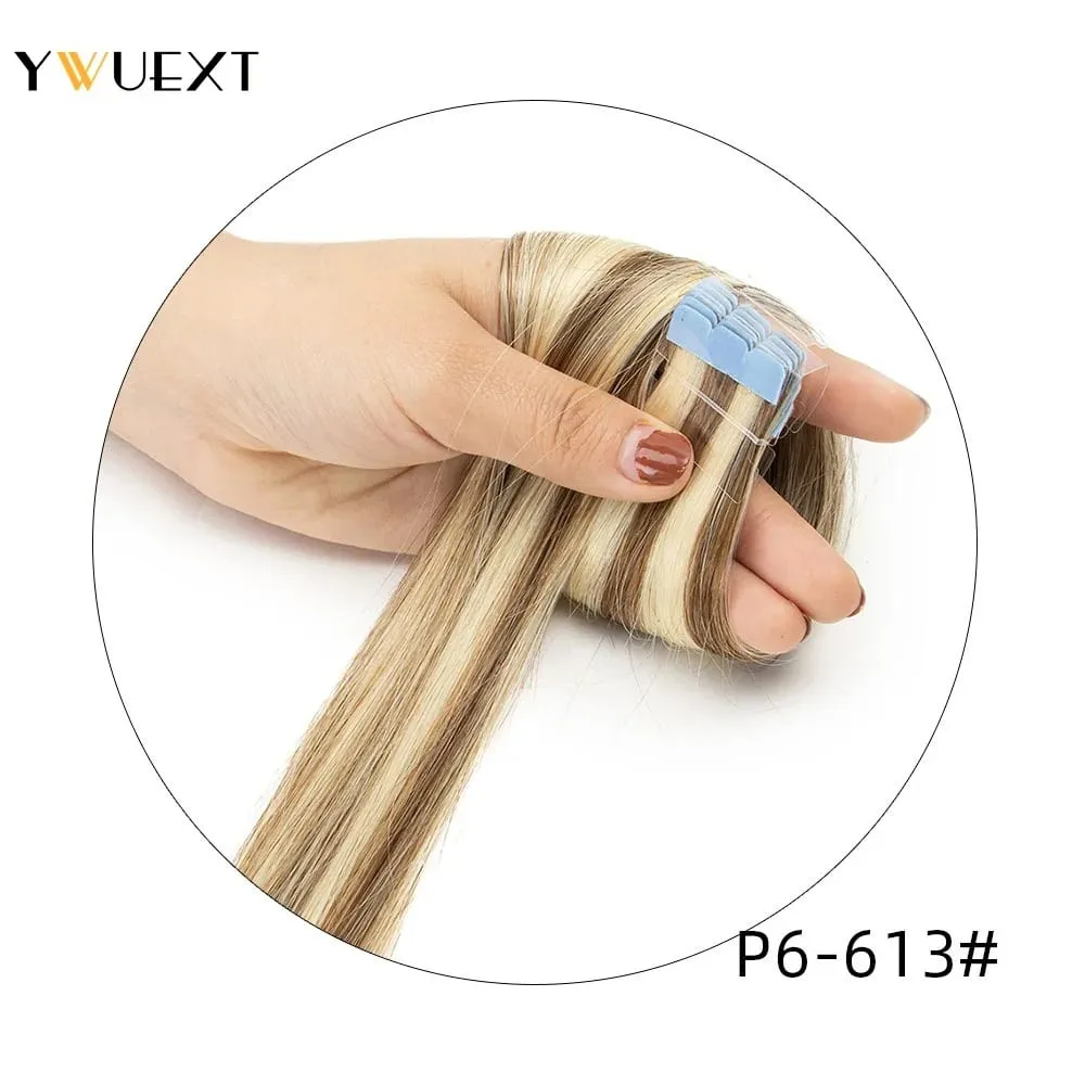 Mini Tape in Human Hair Extensions Straight Natural Black 1B# Machine Made Remy Hair 10pcs/pack Invisible Tape Hair — image 12