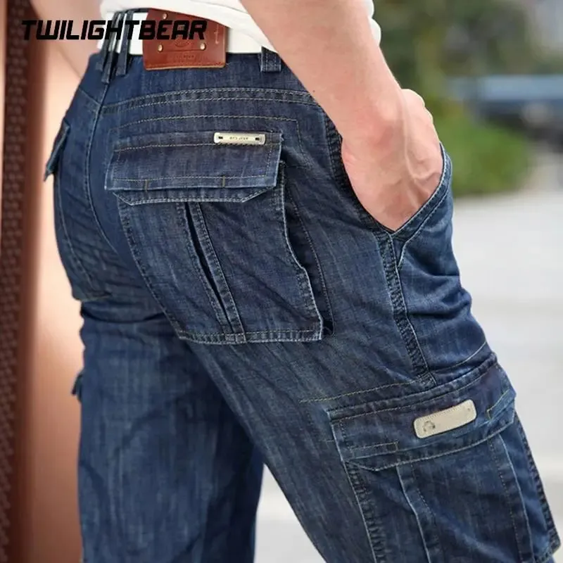 High Quality Men's Jeans Multi Pocket Denim Cargo Pants Oversized Casual Pants Men Clothing Loose Trousers 29-44 — image 1