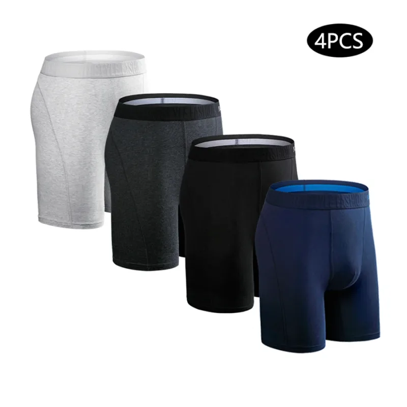 4pcs Long Boxers for Men Underwear Plus Size Men's Panties Sexy Long Leg Underpants Cotton Mens Boxer Shorts Fashion Male Trunk — image 20