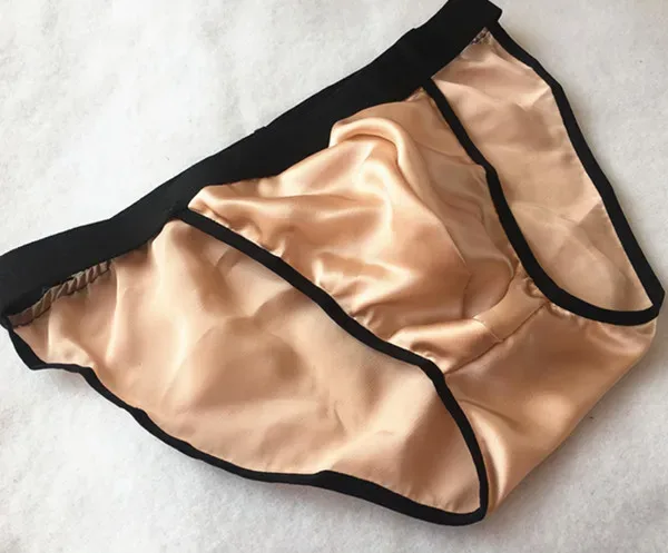 100% Mulberry Silk Men Briefs Bikini Design T-Shaped Panties Half T-Back