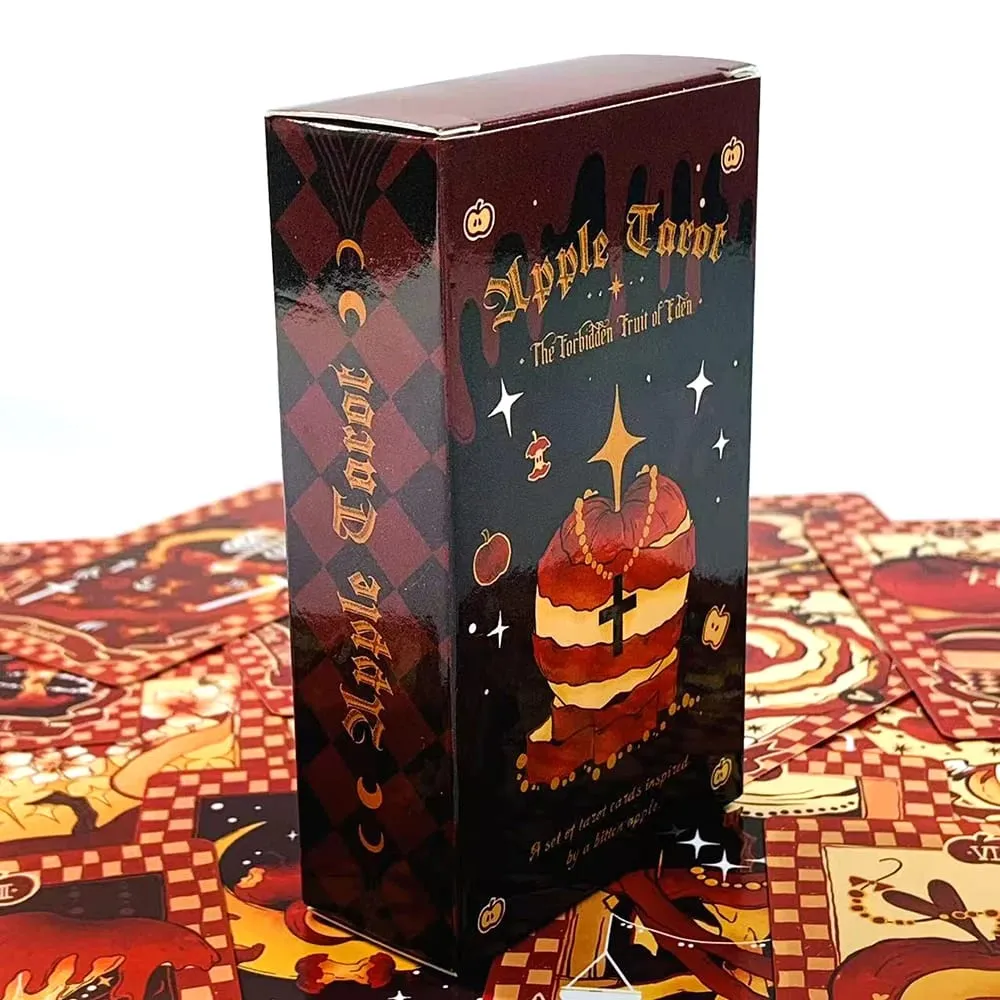 Balíček jablečných tarotů 78 karet Temná pohádka Tarotové karty s tematikou jablek Věštění Meditace Halloweenský dárek pro začínající sběratele — image 2