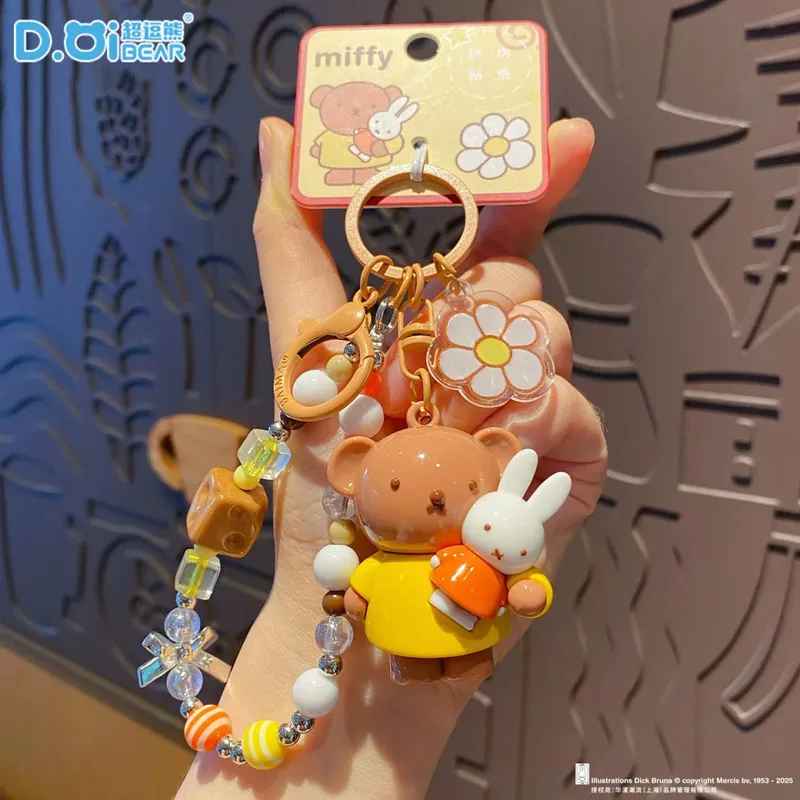 Kawaii Anime Miffy Rabbit Keychain Doll Cutegirlish Cartoon Creative Diy Keychain Schoolbag Gift