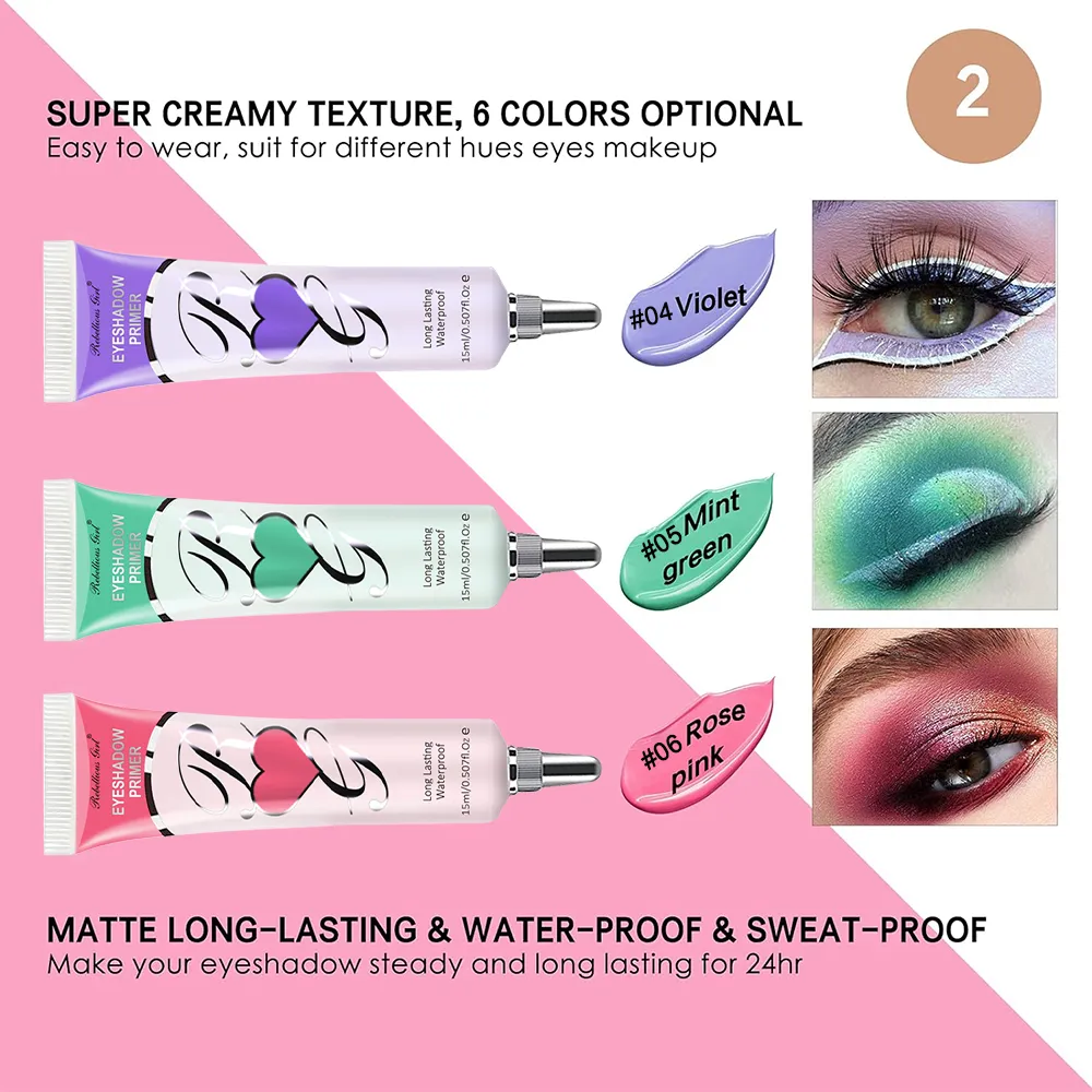 Prebase para sombra de ojos mate de 6 colores – Base para ojos con control de aceite a prueba de arrugas Prebase correctora de color de larga duración y resistente a las manchas — image 4