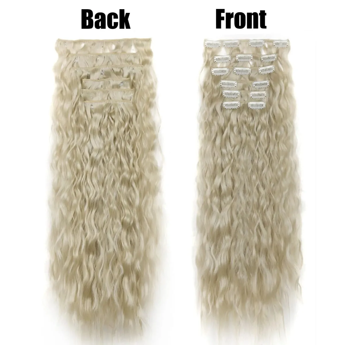 6PCS Clip In Hair Extensions Water Wave 20inch Long Synthetic Clip On Hairpiece Corn Wavy Style For Women Girls Daily Party