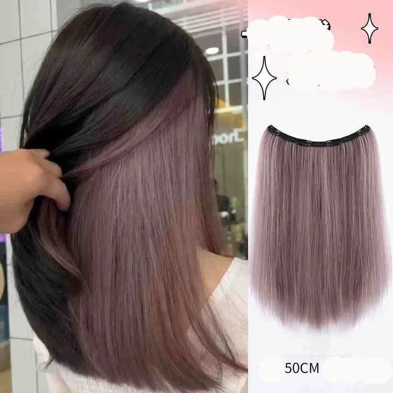 V-shaped One-Piece Synthetic 4 Clip In Hair Extensions Long Straight Hairstyle Hairpiece Colour 50CM Natural Fake Hair — image 11