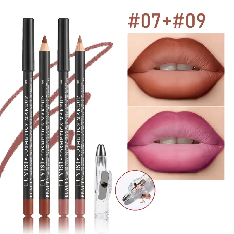 Professional Lip Liner Set with Sharpener 2pcs Waterproof Lip Pencils+1pc Sharpener Long-Wearing Transfer-Proof Velvet Matte — image 9
