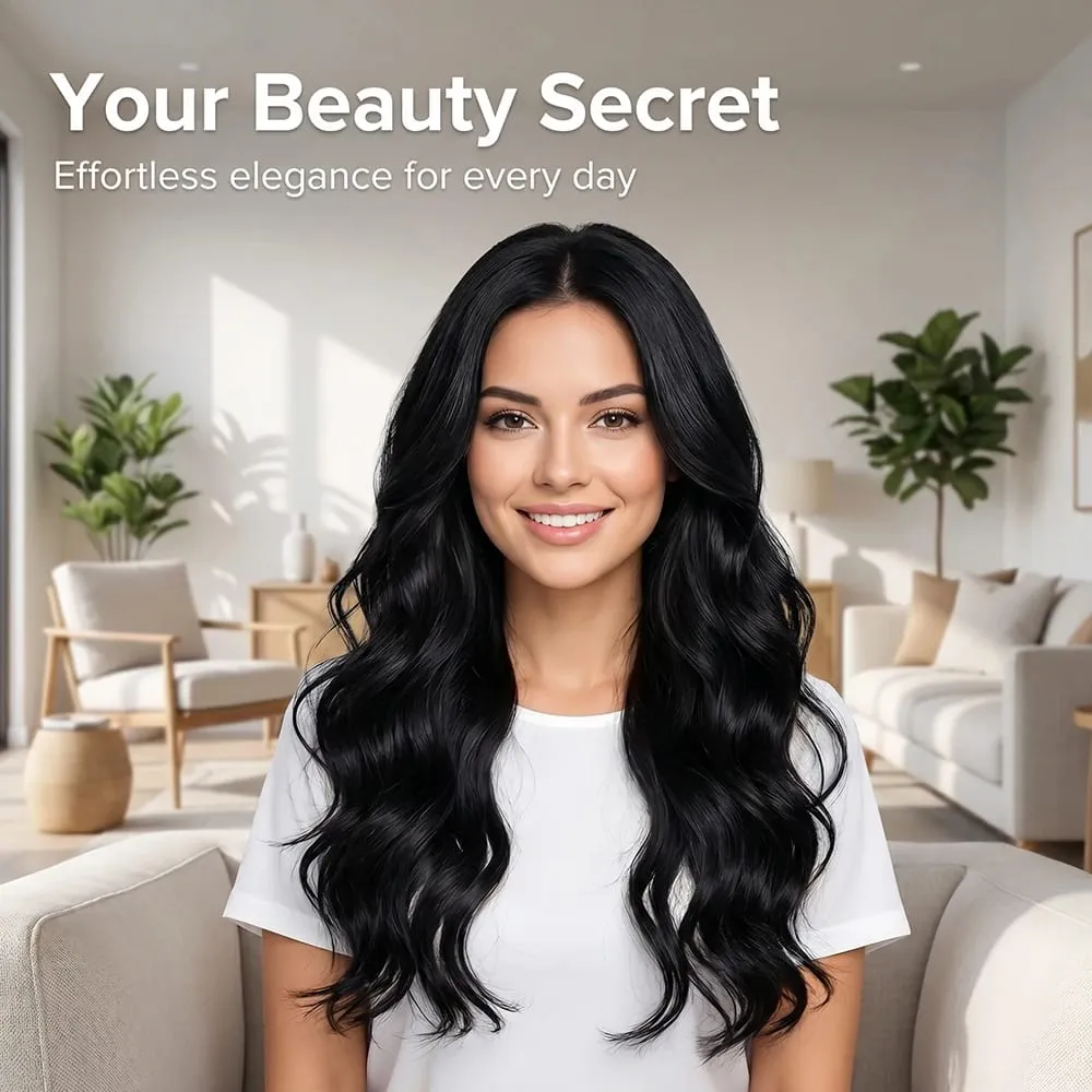 Extensões de cabelo de fio invisível de 32 polegadas, preto encaracolado, sem clipe, uma peça de cabelo sintético para mulheres, natural, longo, resistente ao calor — image 6