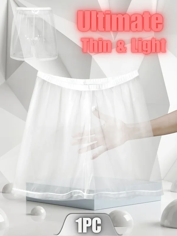 Sous-vêtements Sexy en maille transparente pour hommes, 1 pièce, doux, Transparent, pour la maison, coupe ample, pantalon de boxe, short de sommeil, vêtements de nuit, pyjama — image 3