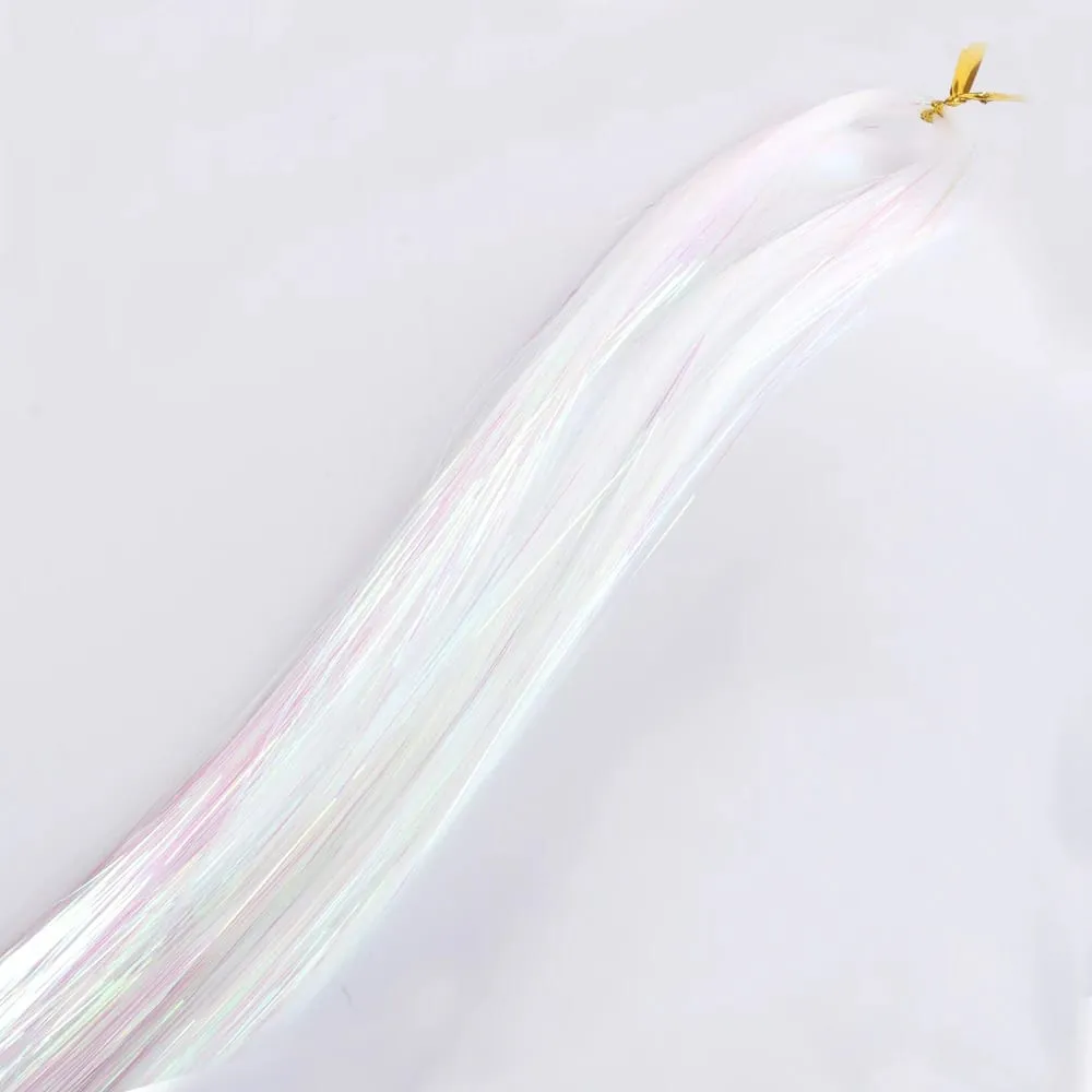 110cm Colorful Shiny Threads Glitter Hair Tinsel Kit Gold Purple Blue Silk Hair Glitter String Extensions Accessories for Women — image 18