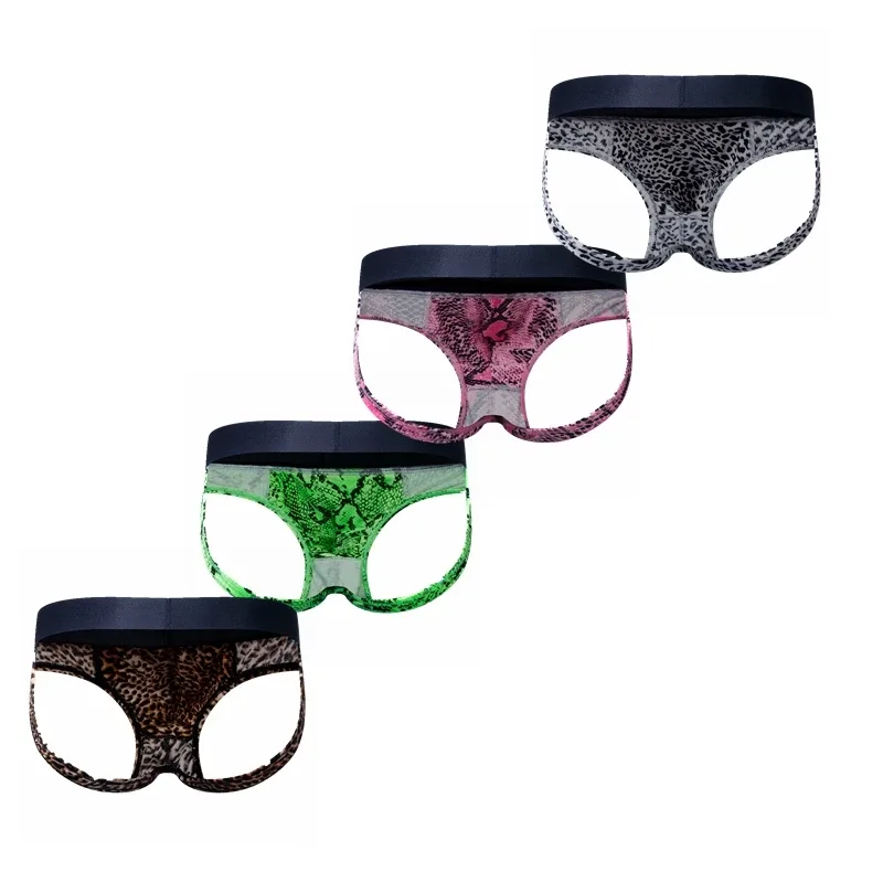 Cuecas masculinas sexy com estampa de leopardo, roupa íntima para homens, slip hombre, calzoncillos hombre, kinckers, cuecas gays
