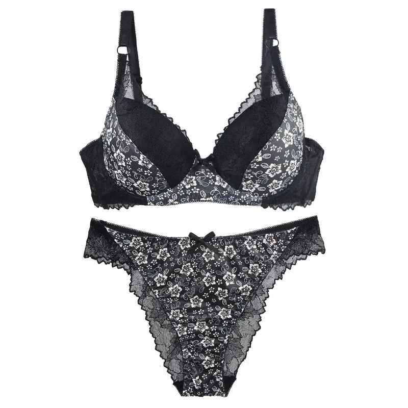 2027New 34/75 36/80 38/85 40/90 42/95 44/100 BCDE Bras Set White burgundy Beige Black Green Blue Push Up Underwear For Women — image 2