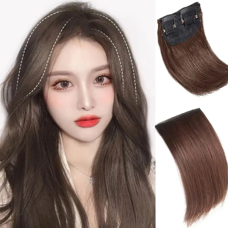 4Inch Synthetic Clip In Hairpiece Hairpin One Piece Seamless Artificial Hair Pad Black Natural Hair Extensions Fake for Women — image 2