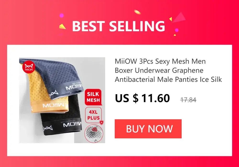 MiiOW – Boxer Sexy pour hommes, sous-vêtements en maille respirante en soie glacée, culotte masculine, Lingerie, caleçon, grande taille L-4XL 2022 — image 2