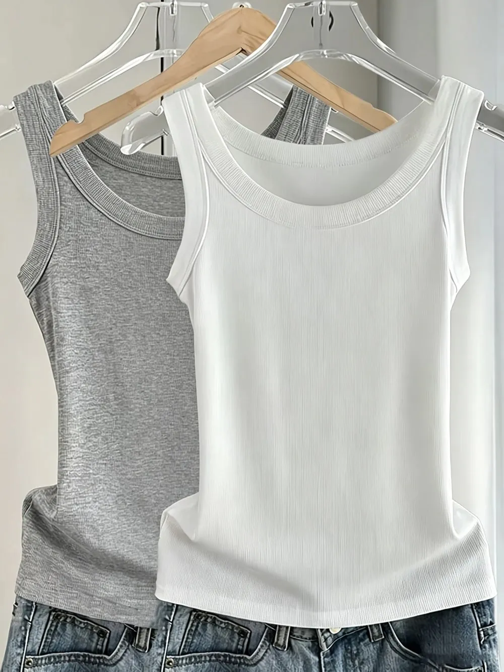 Y2K Ribbed Cotton Tank Tops Womens Summer Basic Slim O-Neck Sleeveless Casual Soft Breathable Vest Sporty Wear Daily Undershirt — image 13