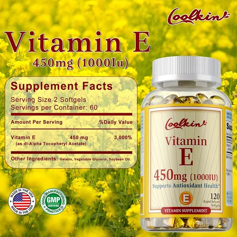 Natural Vitamin E Capsules - Brightens Skin Tightens Skin Reduce Wrinkles Anti-aging Antioxidant Supports Immune — image 2