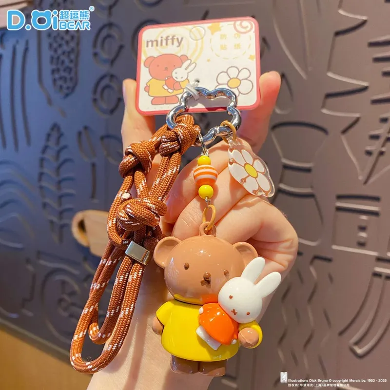 Kawaii Anime Miffy Rabbit Keychain Doll Cutegirlish Cartoon Creative Diy Keychain Schoolbag Gift