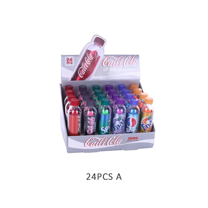 24PCS Moisturizing Lip Balm Color Changing Lip Balm Cute Kawaii Soda Flavored Lips Makeup Girl Party Supplies Great Gifts
