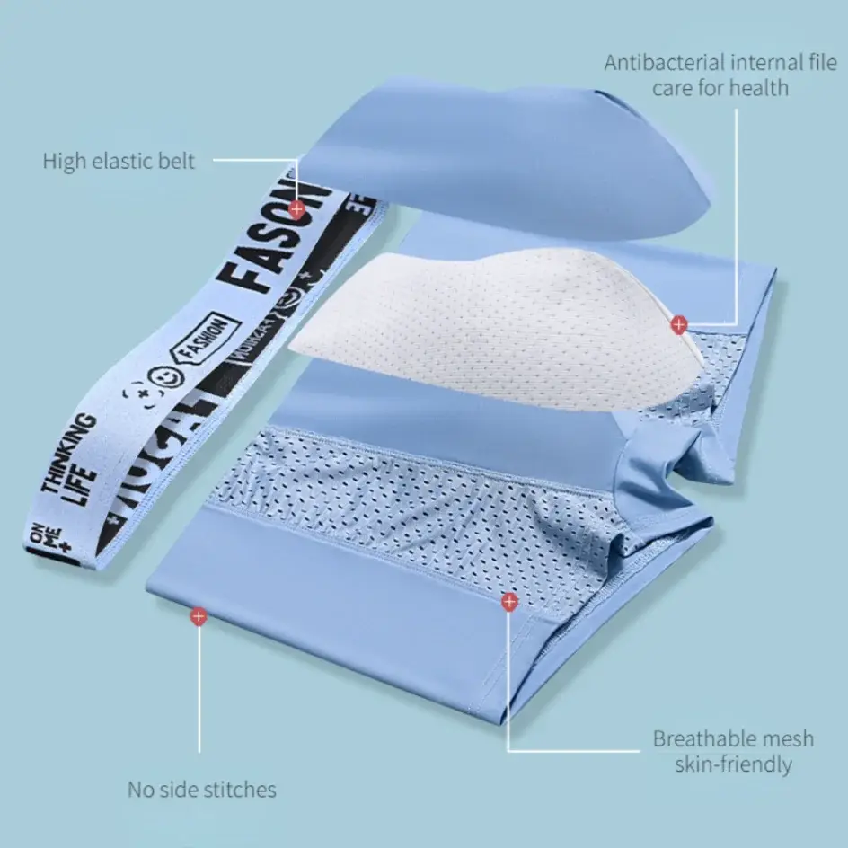 Men's Ice Silk Mesh Underwear Antibacterial Breathable Boxer Oversized Briefs Shorts Men's Panties Boxershorts Men — image 6
