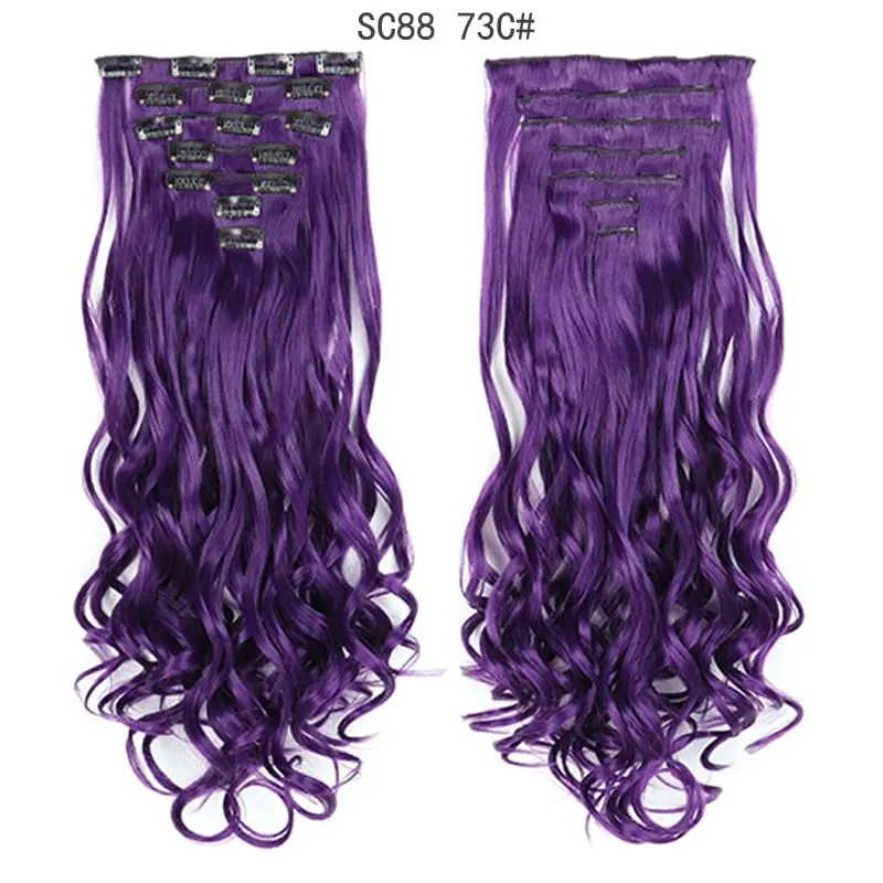 24Inch Synthetic Long Straight Hair Extensions 7pcs/Set 16 Clips in High Tempreture Fiber Synthetic Red Black Brown Hair Piece — image 101