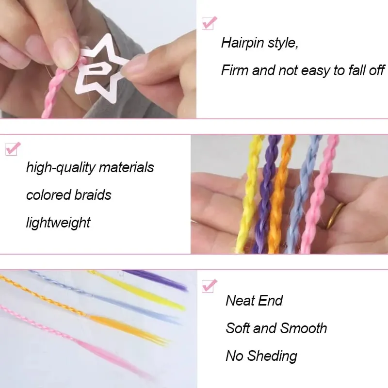 5Pcs Star Hair Clip Braids Extensions Colorful Synthetic Braid Hair Accessories for Girls Kids 35cm/14inch Y2K Party Cosplay — image 4